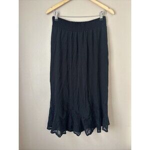 Apt. 9 Women's Black Skirt Size Small Lined Lace Hem Elegant Midi